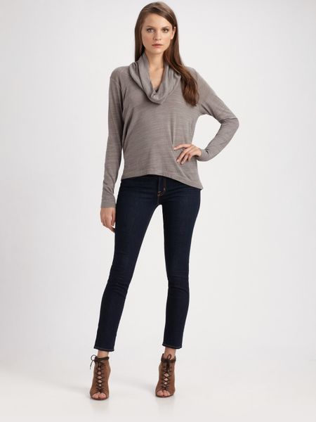 James Perse Oversized Cowlneck Tee in Blue (ink) - Lyst