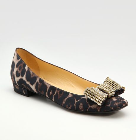 leopard spade noelle flats satin bow kate leopardprint