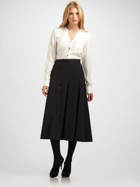 Lafayette 148 New York Gabby Matte Silk Blouse in Black - Lyst