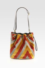 Marc By Marc Jacobs Regine Chevron Velvet and Twill Bucket Bag