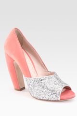Miu Miu Glitter and Suede Pumps