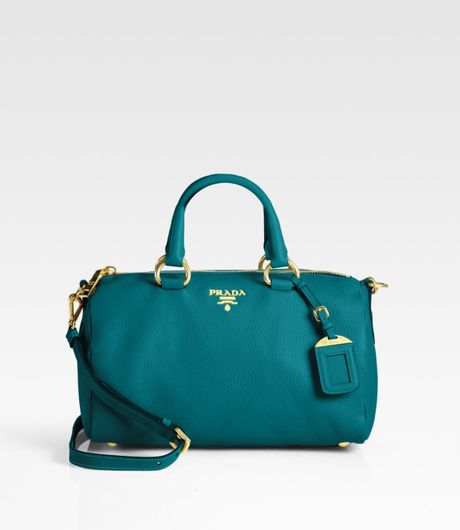 Prada Vitello Daino Boston Bag in Blue - Lyst
