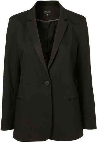 Topshop Black Slimline Tux Blazer - Lyst