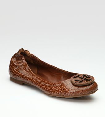 Tory Burch Reva Croc-embossed Ballet Flats - Lyst