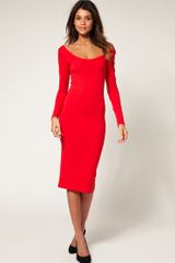 ASOS Collection Asos Bodycon Midi Dress with Long Sleeve