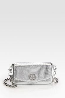 Tory Burch Foldover Metallic Leather Mini Bag - Lyst