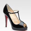Christian Louboutin Patent Leather Peep Toe Pumps in Black - Lyst