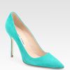 Manolo Blahnik Bb Suede Point Toe Pumps in Blue (teal) - Lyst