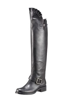 Valentino Ruffle-top Tall Motorcycle Boot - Lyst