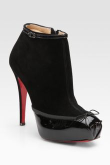 Christian Louboutin Suede and Patent Leather Ankle Boots - Lyst