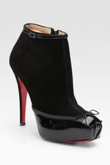 Christian Louboutin Suede and Patent Leather Ankle Boots