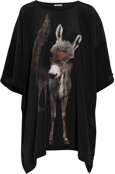 Emma Cook Printed Silk Crepe De Chine Kaftan in Black - Lyst