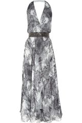 Haute Hippie Printed Silk-chiffon Halterneck Gown