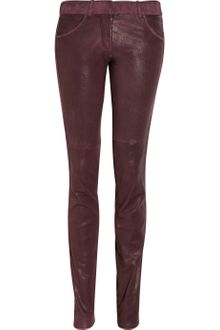 Isabel Marant Poe Suede-trimmed Stretch-leather Skinny Pants - Lyst