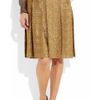 Lanvin Metallic Tweed Pleated Skirt in Gold - Lyst