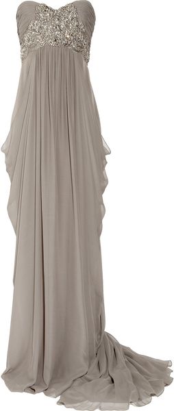 Marchesa Silk-crepe Strapless Gown - Lyst