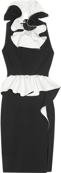 Moschino Ruffled Two-tone Crepe Dress - Lyst