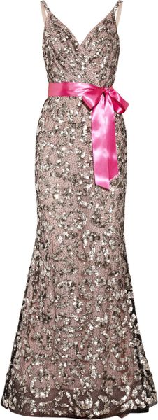 Oscar de la Renta Sequined Tulle and Silk-chiffon Gown - Lyst