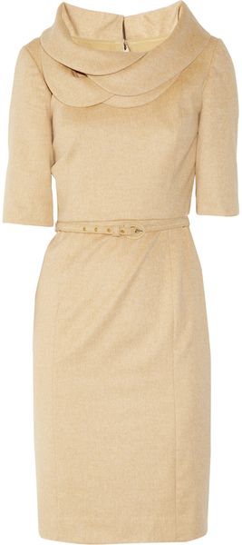 Oscar de la Renta Petal-collar Wool-blend Dress - Lyst