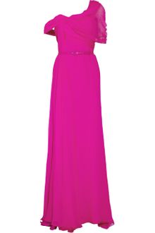 Oscar de la Renta Asymmetric Draped Silk-chiffon Gown - Lyst