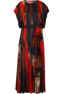 Oscar de la Renta Brushstroke-print Silk-satin Dress - Lyst