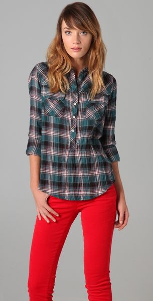 C&c California Hunter Plaid Top - Lyst