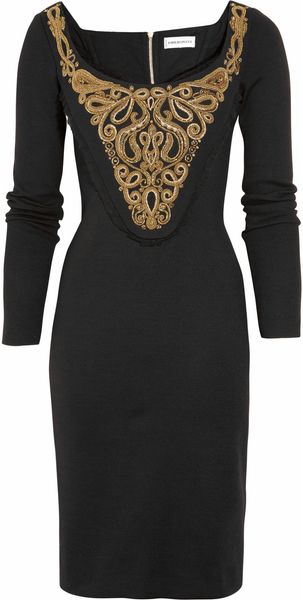 Emilio Pucci Milano Embroidered Stretch-wool Dress - Lyst