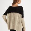 Vince Woolblend Colorblock Cableknit Sweater in Black (carbon) - Lyst