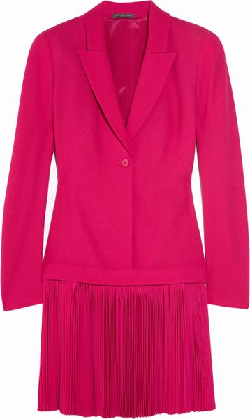 Alexander Mcqueen Woolcrepe and Silkchiffon Dress in Pink (fuchsia) - Lyst