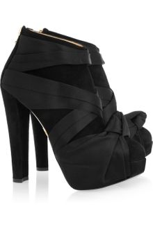 Charlotte Olympia Emilio Suede and Satin Ankle Boots - Lyst