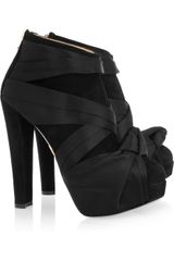 Charlotte Olympia Emilio Suede and Satin Ankle Boots