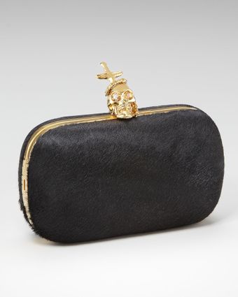 Alexander McQueen Calf Hair Box Clutch, Black - Lyst