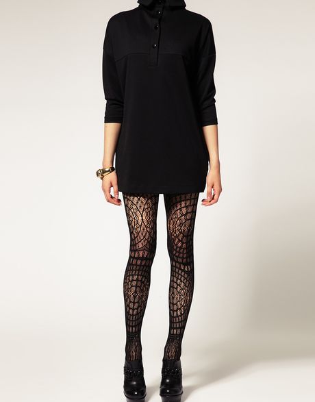 Asos Collection Asos Crochet Lace Tights in Black - Lyst