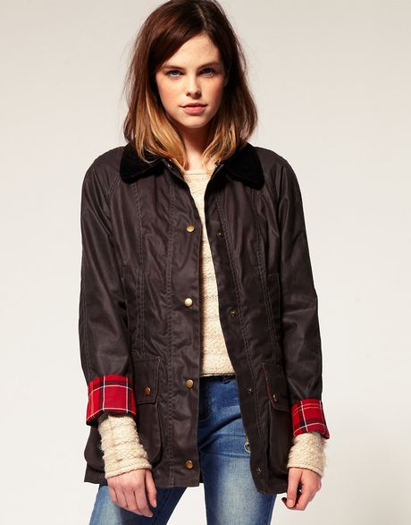 Barbour Classic Beadnell With Red Tartan Lining in Gray (charcoal) - Lyst