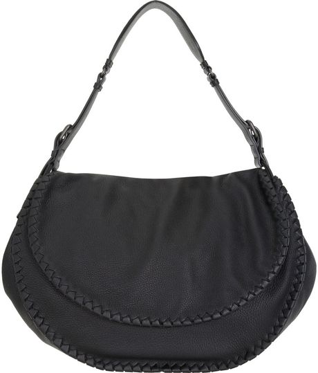 Bottega Veneta Full Flap Shoulder Bag in Black | Lyst