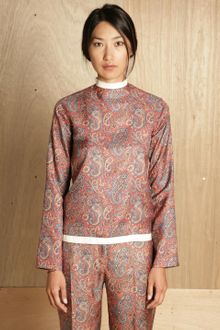 J.W. Anderson J.w. Anderson Womens Rubber Collar Paisley Top - Lyst