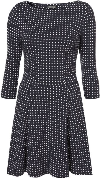 Topshop Navy Spot Fit and Flare Dress - Lyst