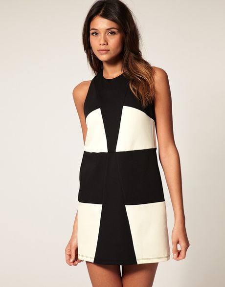 Asos Collection Asos Shift Dress in Colour Block in Black (creamblack) - Lyst