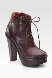Opening Ceremony Leather Lace-up Lug Sole Ankle Boots - Lyst