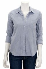 Steven Alan Reverse Seam Shirt in Herringbone Wool Chambray