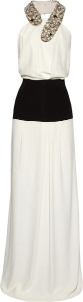 Victoria Beckham Embellished Stretchcrepe Gown in White - Lyst