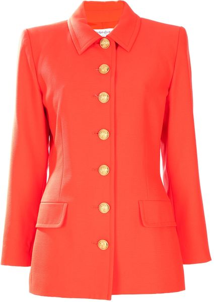 Yves Saint Laurent Vintage Skirt Suit in Pink (coral) - Lyst
