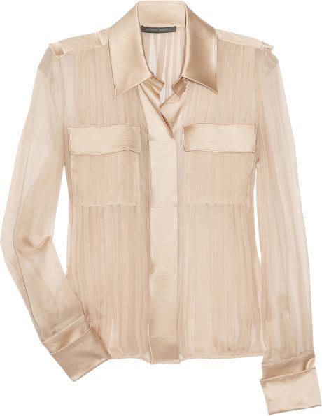 Alberta Ferretti Pleated Silkchiffon Blouse in Pink (blush) - Lyst