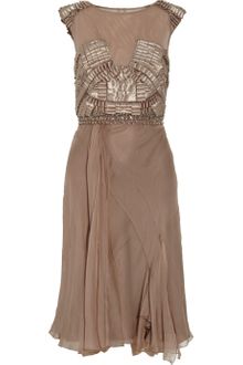 Alberta Ferretti Ribbon-embellished Silk-chiffon Dress - Lyst