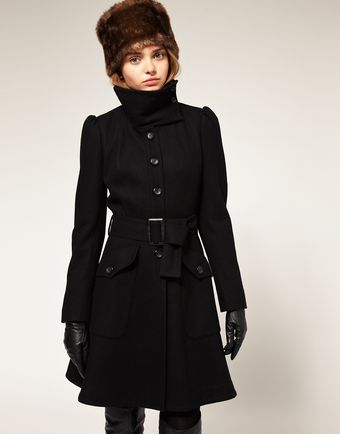 ASOS Collection Asos Fit and Flare Coat with Belt - Lyst