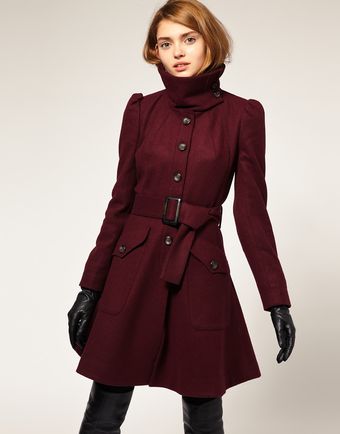 ASOS Collection Asos Fit and Flare Coat with Belt - Lyst