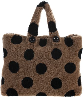Marc Jacobs Pois Shopper Sherling Sheep Fur Black Polka Dots Pattern Bag - Lyst