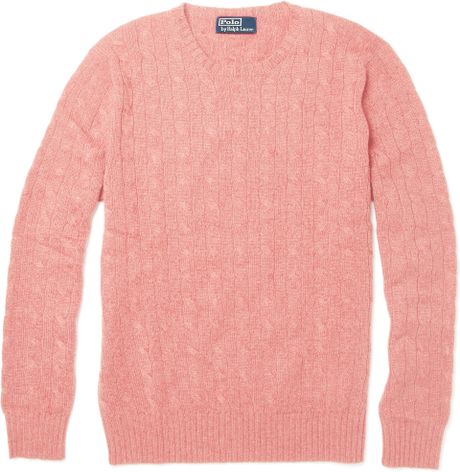 knit sweater cable pink cashmere ralph polo lauren