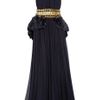 Alexander Mcqueen Feathered Halterneck Chiffon Gown in Blue (navy) - Lyst