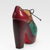 Christian Louboutin Leather Laceup Colorblock Peep Toe Ankle Boots in Multicolor (emerald) - Lyst